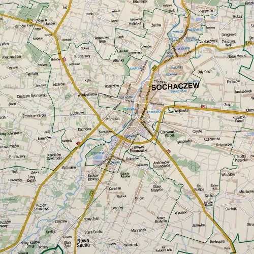 Okolice Warszawy mapa ścienna drogowa arkusz papierowy 1:100 000
