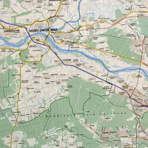 Okolice Warszawy mapa ścienna drogowa na podkładzie magnetycznym 1:100 000