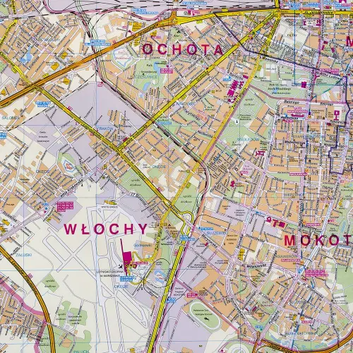 Warszawa mapa ścienna administracyjno-drogowa na podkładzie 1:26 000