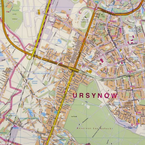 Warszawa mapa ścienna administracyjno-drogowa na podkładzie do wpinania 1:26 000