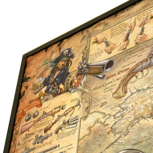 Świat Piratów mapa ścienna stylizowana na podkładzie magnetycznym
