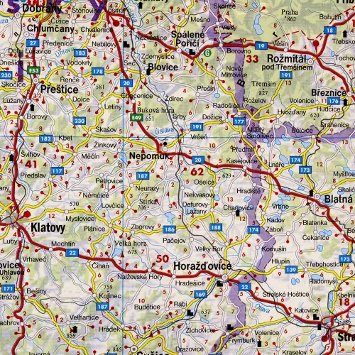 Czechy mapa ścienna samochodowa na podkładzie 1:400 000