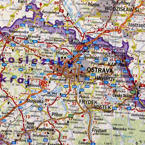 Czechy mapa ścienna samochodowa 1:400 000