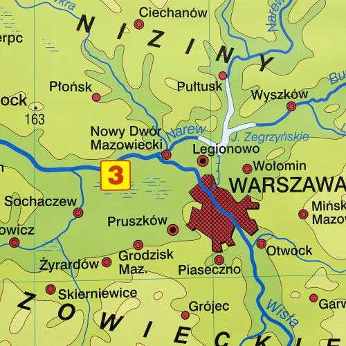 Polska ukształtowanie powierzchni i krajobrazy mapa ścienna dwustronna 1:700 000