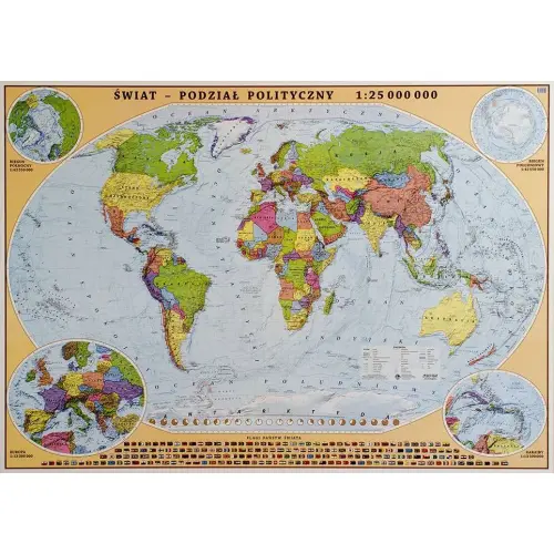 Świat polityczny mapa ścienna - naklejka 1:25 000 000