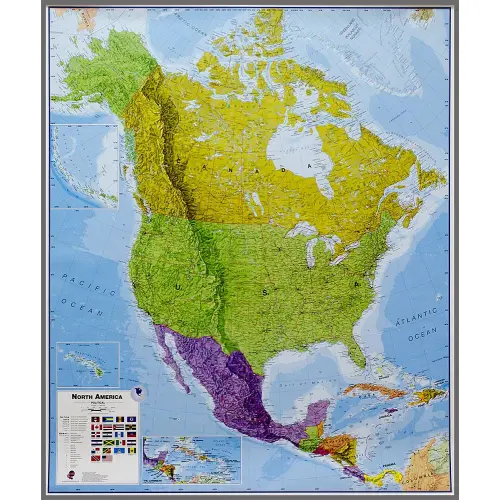 Ameryka północna mapa ścienna na podkładzie magnetycznym 1:7 000 000