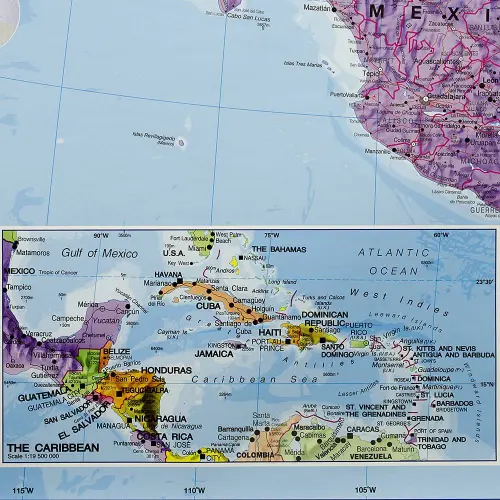Ameryka północna mapa ścienna na podkładzie do wpinania znaczników 1:7 000 000