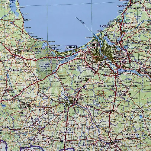 Łotwa mapa ścienna drogowa na podkładzie do wpinania 1:400 000