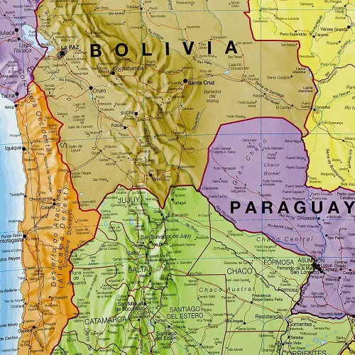 Ameryka południowa mapa ścienna arkusz laminowany, 1:7 000 000