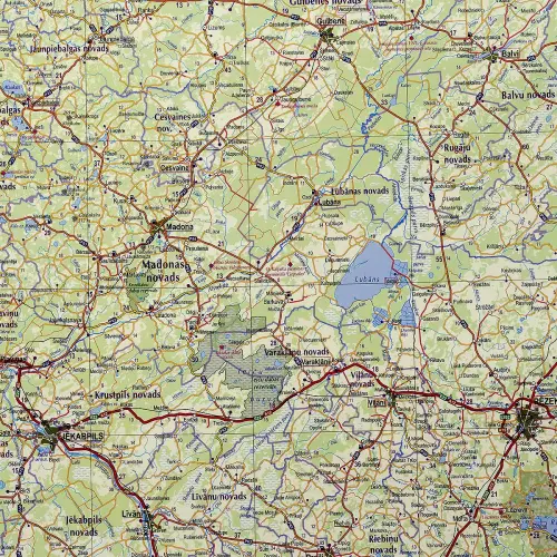 Łotwa mapa ścienna drogowa na podkładzie magnetycznym 1:400 000
