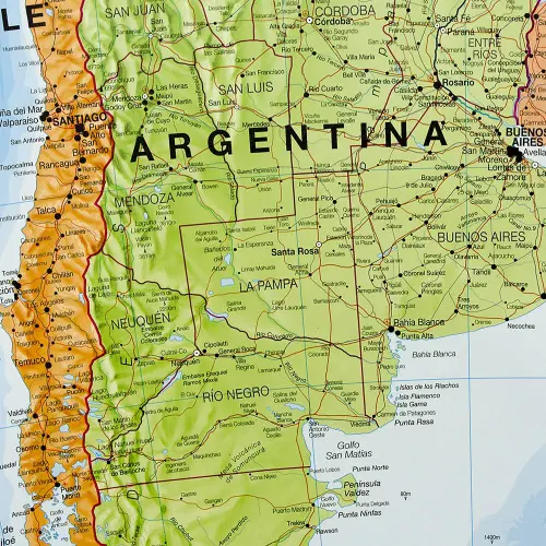 Ameryka południowa mapa ścienna na podkładzie magnetycznym 1:7 000 000