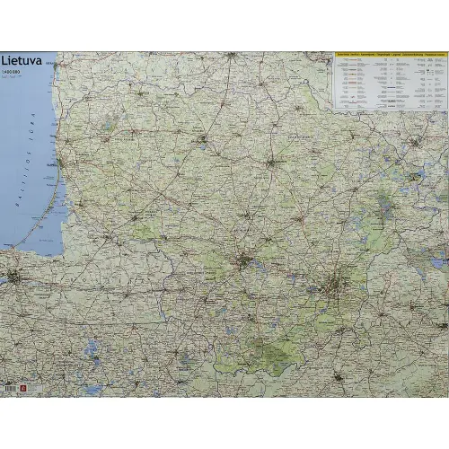 Litwa mapa ścienna drogowa arkusz papierowy 1:400 000