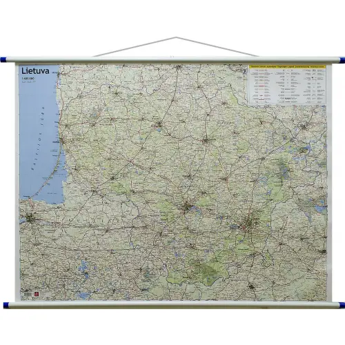 Litwa mapa ścienna drogowa 1:400 000