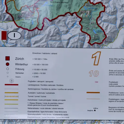 Szwajcaria mapa ścienna kody pocztowe arkusz laminowany 1:400 000
