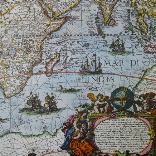 Świat Blaue Antique World mapa ścienna arkusz laminowany