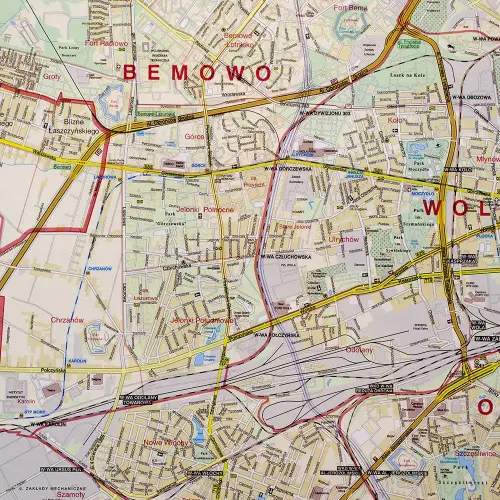 Warszawa mapa ścienna drogowa arkusz laminowany 1:22 500