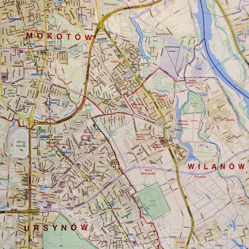 Warszawa mapa ścienna drogowa arkusz laminowany 1:22 500