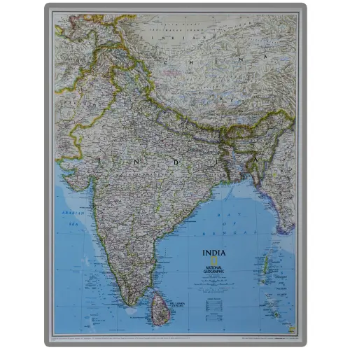 Indie Classic mapa ścienna polityczna na podkładzie na podkładzie do wpinania 1:5 545 000