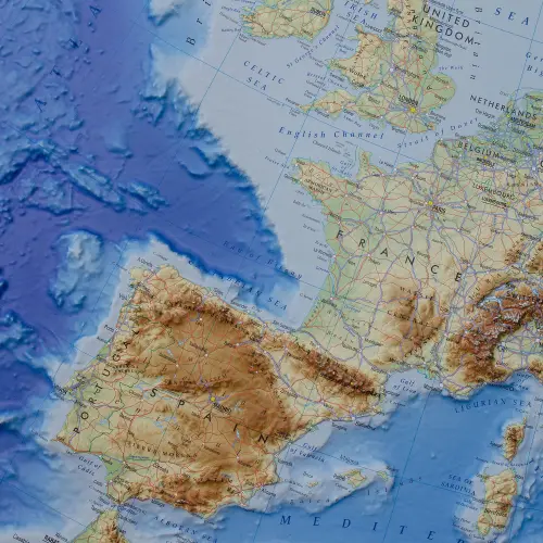 Europa mapa plastyczna w ramie 1:7 000 000