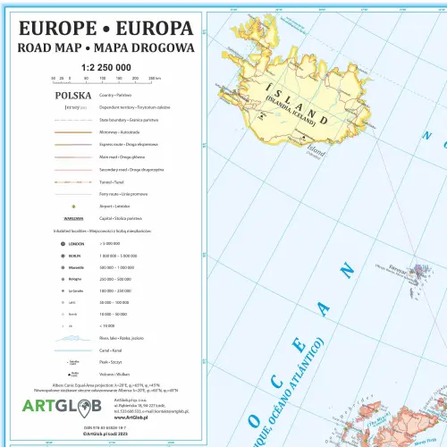 Europa mapa ścienna polityczna arkusz papierowy 1:2 250 000