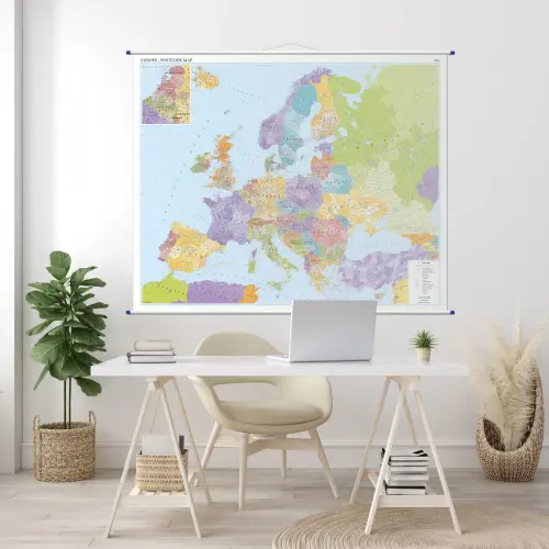 Europa mapa ścienna kody pocztowe, 1:3 750 000