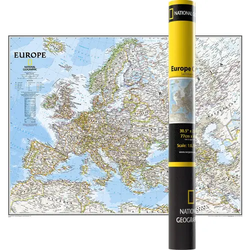Europa Classic mapa ścienna polityczna arkusz laminowany w tubie, 1:8 399 000