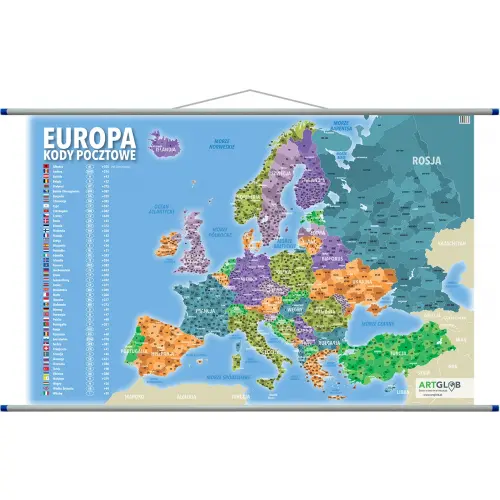 Europa mapa ścienna kody pocztowe