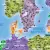 Europa mapa ścienna kody pocztowe na podkładzie do wpinania