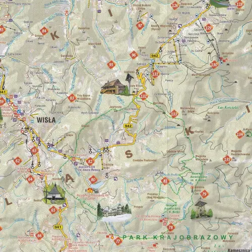 Beskidy map of attractions, 1:90 000