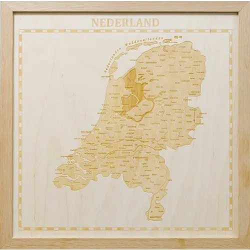 Holandia mapa grawerowana w drewnie, 424x424 mm