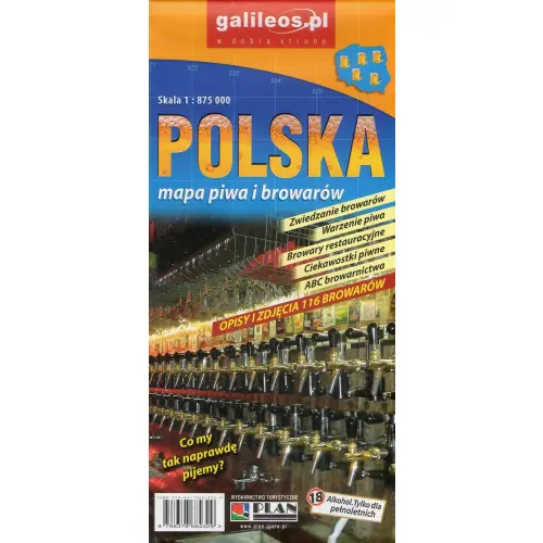 Polska - mapa piwa i browarów, 1:875 000