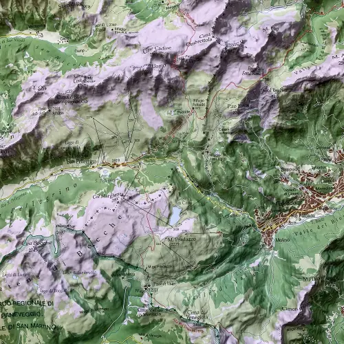 Val Gardena, Val Di Fassa mapa plastyczna, 3D 1:50 000