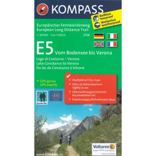 Europaischer Fernwanderweg E5 Vom Bodensee bis Verona, 1:50 000