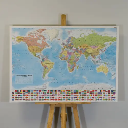 Świat polityczny - mapa ścienna na płótnie Canvas, 1:42 000 000