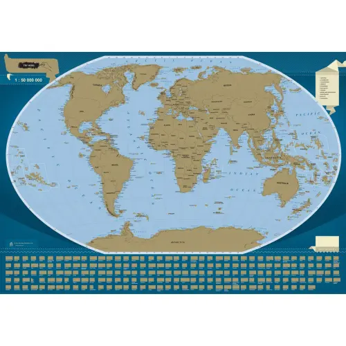 Scratch-off map The World, mapa zdrapka 1:50 000 000