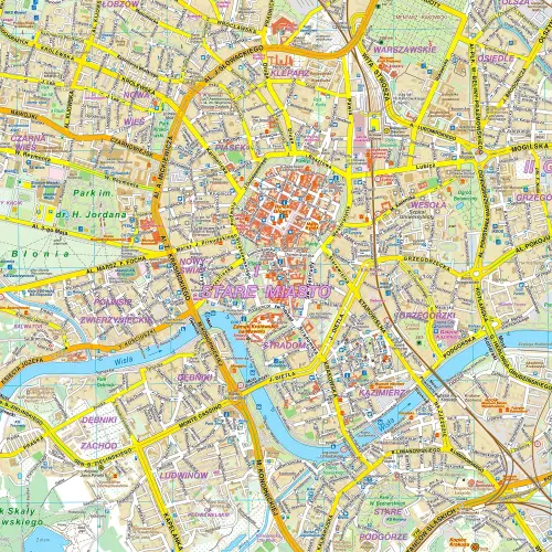 Kraków mapa ścienna na podkładzie magnetycznym, 1:20 500