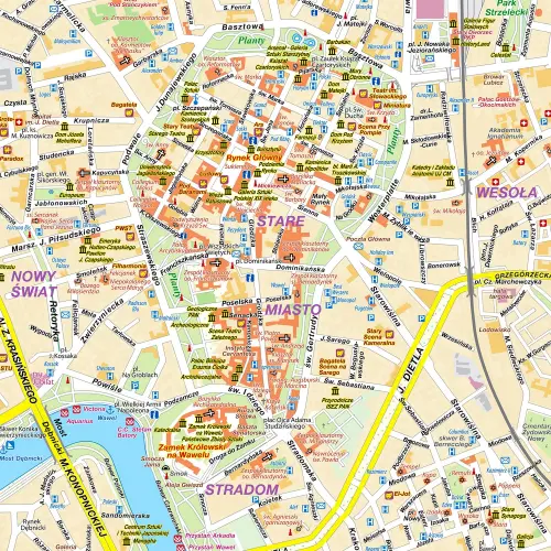 Kraków mapa ścienna na podkładzie magnetycznym, 1:20 500