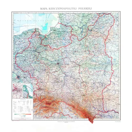 Mapa Rzeczpospolitej Polskiej z 1934r. reprint, arkusz laminowany - mapa ścienna 1:1 000 000