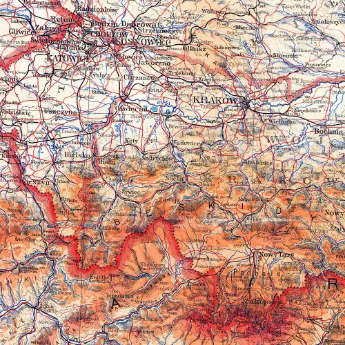 Mapa Rzeczpospolitej Polskiej z 1934r. reprint na podkładzie - mapa ścienna 1:1 000 000
