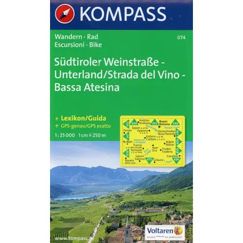 Sudtiroler Weinstrasse, Unterland/Strada del Vino, Bassa Atesina, 1:25 000