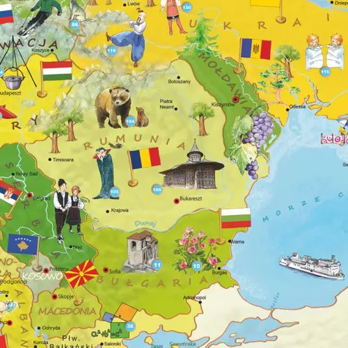 Europa Młodego Odkrywcy mapa ścienna - naklejka XL dla dzieci