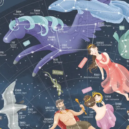 Mapa Nieba Młodego Odkrywcy - mapa ścienna dla dzieci, arkusz papierowy