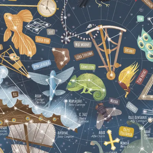 Mapa Nieba Młodego Odkrywcy - mapa ścienna dla dzieci, arkusz laminowany