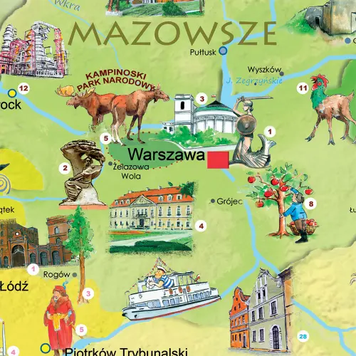 Polska Młodego Odkrywcy MIDI mapa ścienna dla dzieci na podkładzie