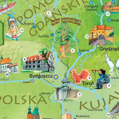 Polska Młodego Odkrywcy S mapa ścienna dla dzieci na podkładzie