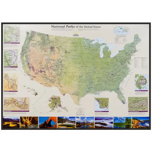 Parki Narodowe Stanów Zjednoczonych mapa ścienna na podkładzie, 1:5 183 000