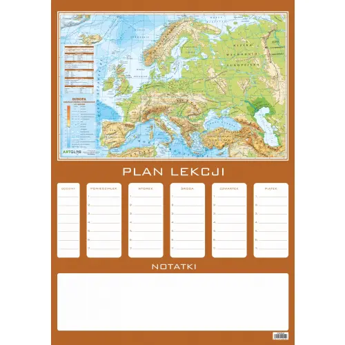 Plan lekcji - fizyczna mapa Europy