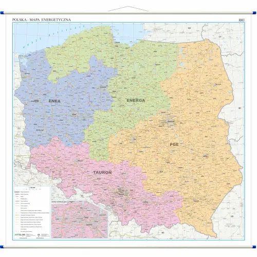 Polska energetyczna mapa ścienna, 1:500 000