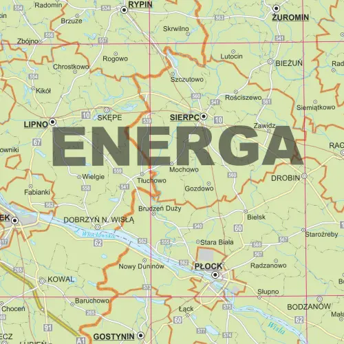 Polska energetyczna mapa ścienna na podkładzie do wpinania, 1:500 000