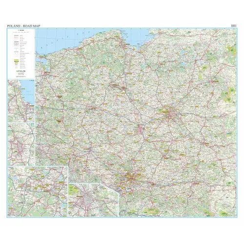 Polska mapa ścienna drogowa arkusz papierowy 1:700 000